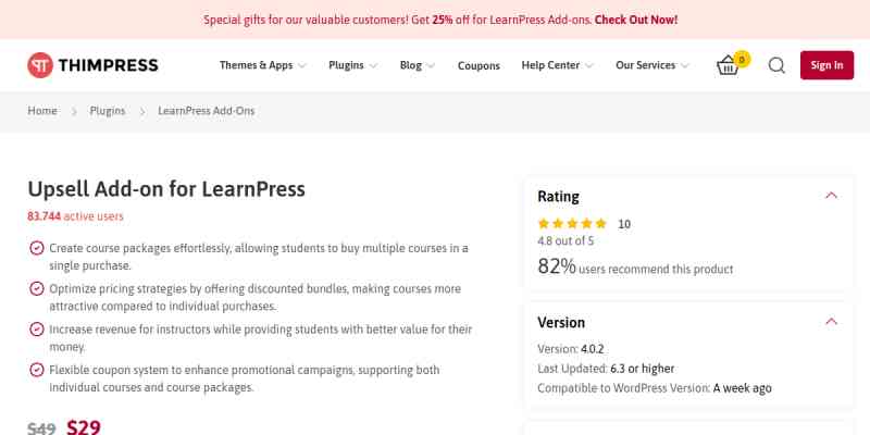 LearnPress – Upsell