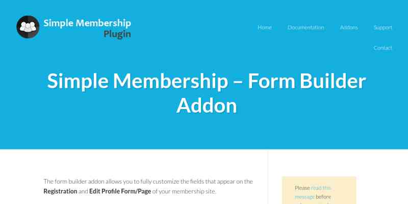 Simple Membership Form Builder