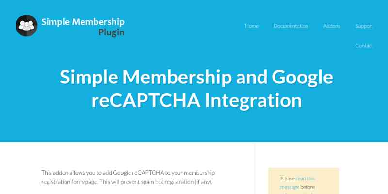 Simple Membership Google reCAPTCHA V3