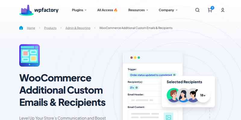 Additional Custom Emails & Recipients for WooCommerce Pro