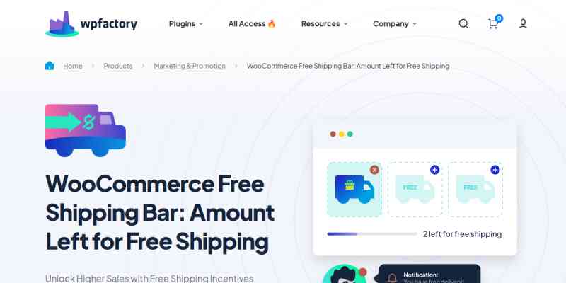 Free Shipping Bar: Amount Left for Free Shipping for WooCommerce Pro