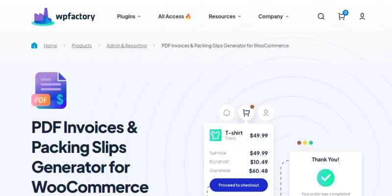 PDF Invoices & Packing Slips Generator for WooCommerce Pro