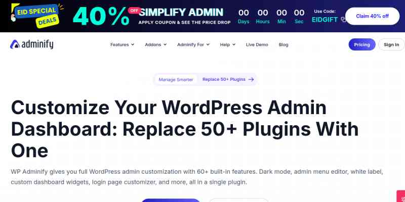 Adminify – White Label, Admin Menu Editor, Login Customizer Premium